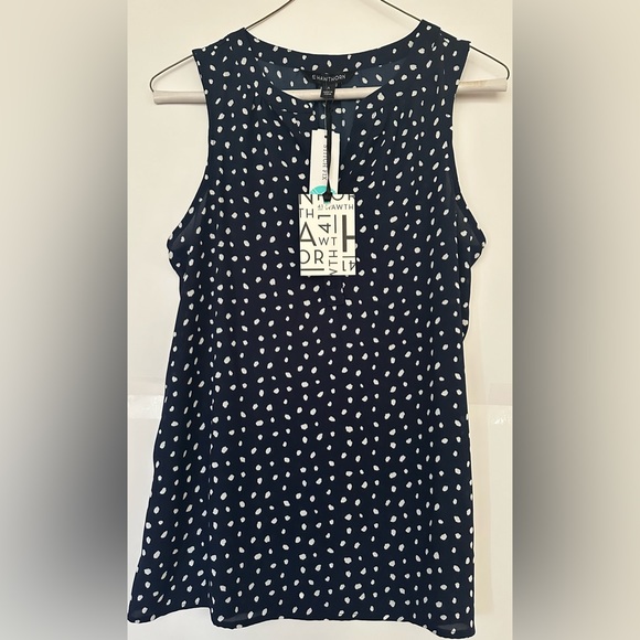 41 Hawthorn Tops - 41 Hawthorn WMN Size S Navy Split Neck Sleeveless Blouse NEW